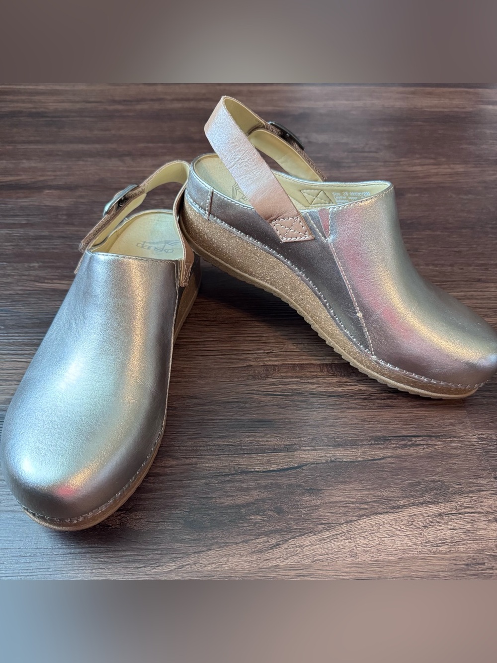 Dansko Merrin Milled Sling-Back Mule Clog Gold Leather EU 38 / US 7.5- 8 NEW